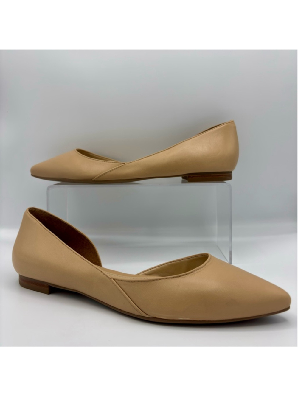 MARC FISHER Sunny Half D'orsay Flat In Beige Leather Size 7.5 - Picture 5 of 14